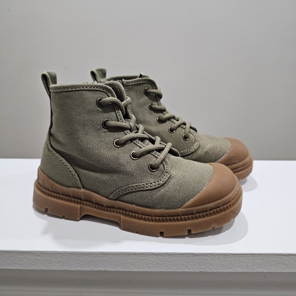 Zara Army Green Zip Up Toddler Kids Boots